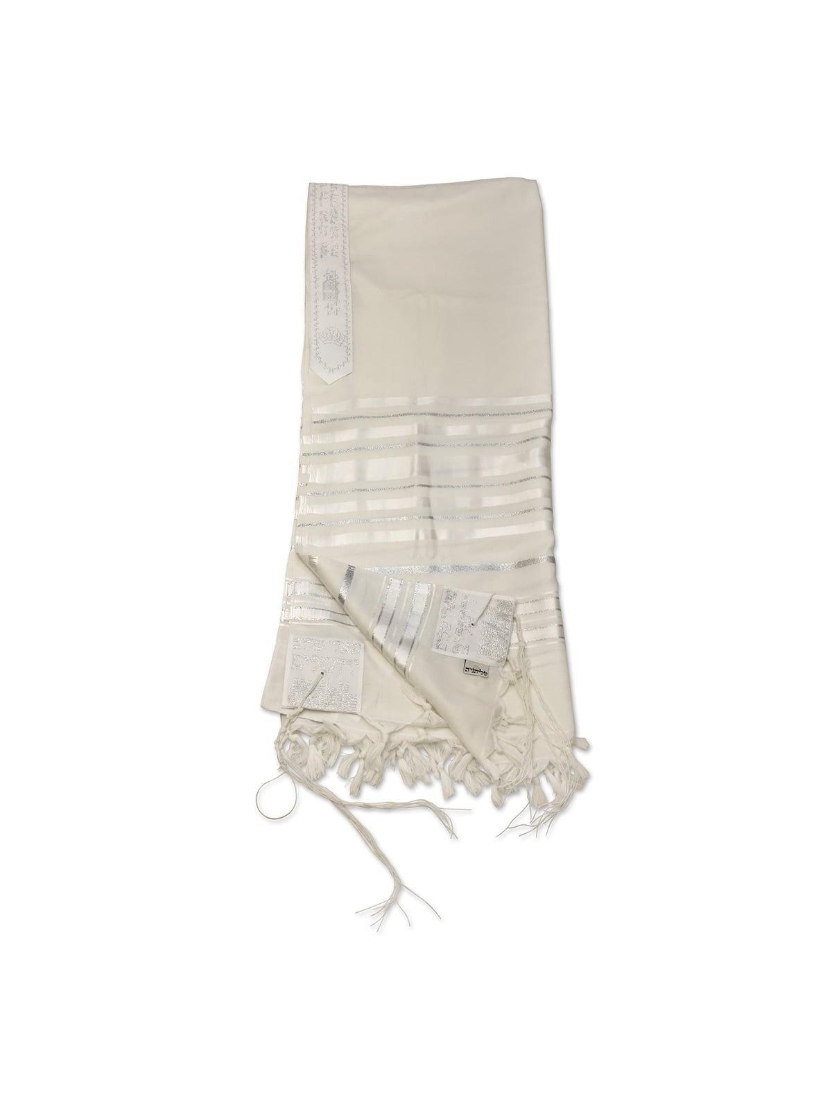 Talitnia Traditional Pure Wool White and Silver Stripes Tallit (Prayer