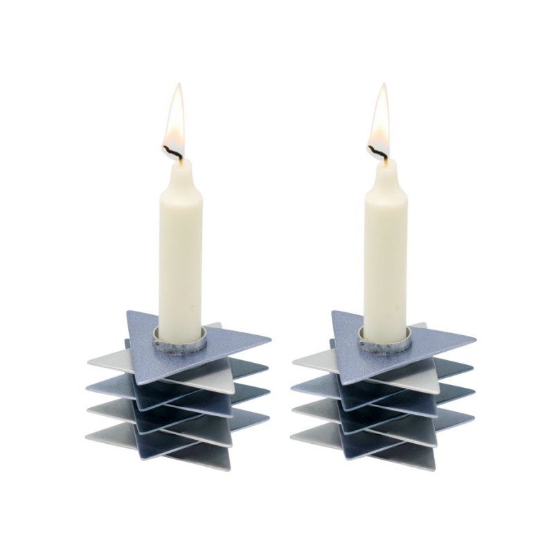 Yair Emanuel Shabbat Candlesticks Stacked Triangle S... | Candlesticks