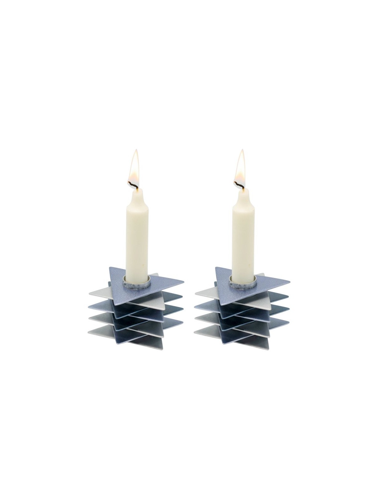 Yair Emanuel Shabbat Candlesticks Stacked Triangle S... | Candlesticks