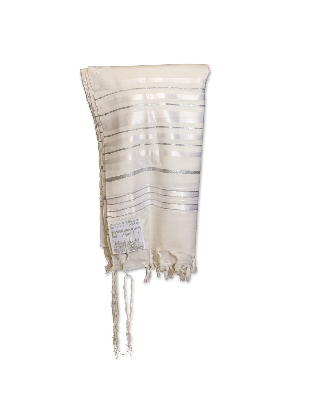 Talitnia Traditional Pure Wool White and Silver Stripes Tallit (Prayer