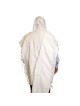 White Acrylic Tallit (Prayer Shawl) with Silver Stripes and Baroque-Pa