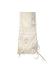 White Acrylic Tallit (Prayer Shawl) with Silver Stripes and Baroque-Pa