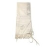 White Acrylic Tallit (Prayer Shawl) with Silver Stripes and Baroque-Pa