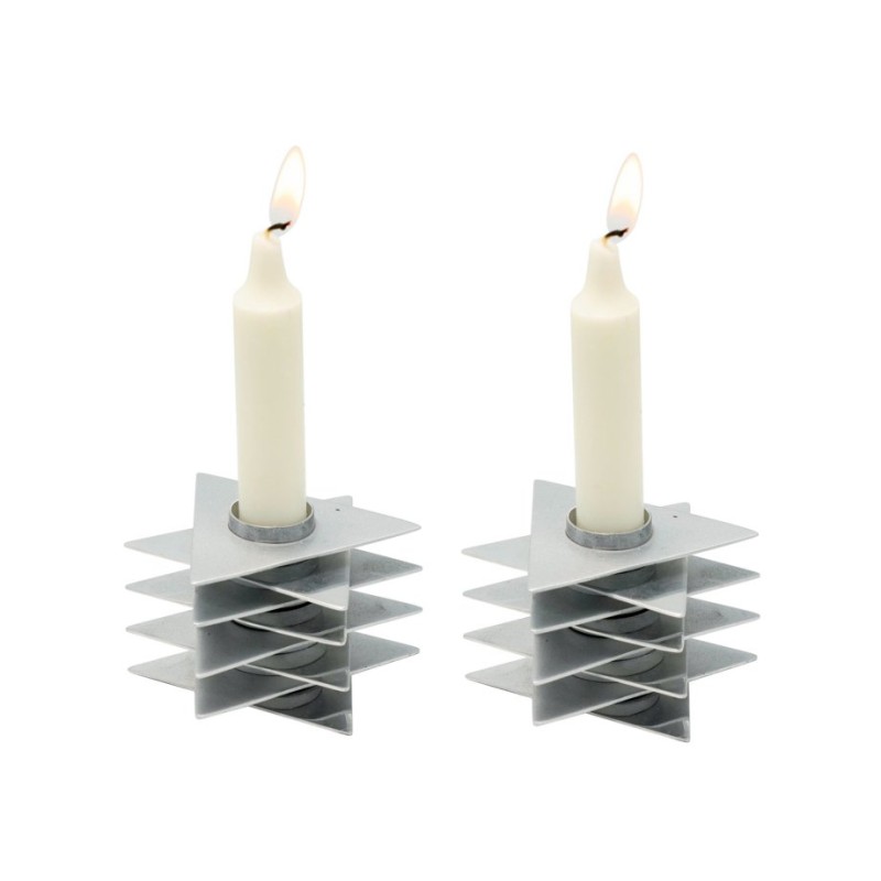 Yair Emanuel Shabbat Candlesticks Stacked Triangle S... | Candlesticks