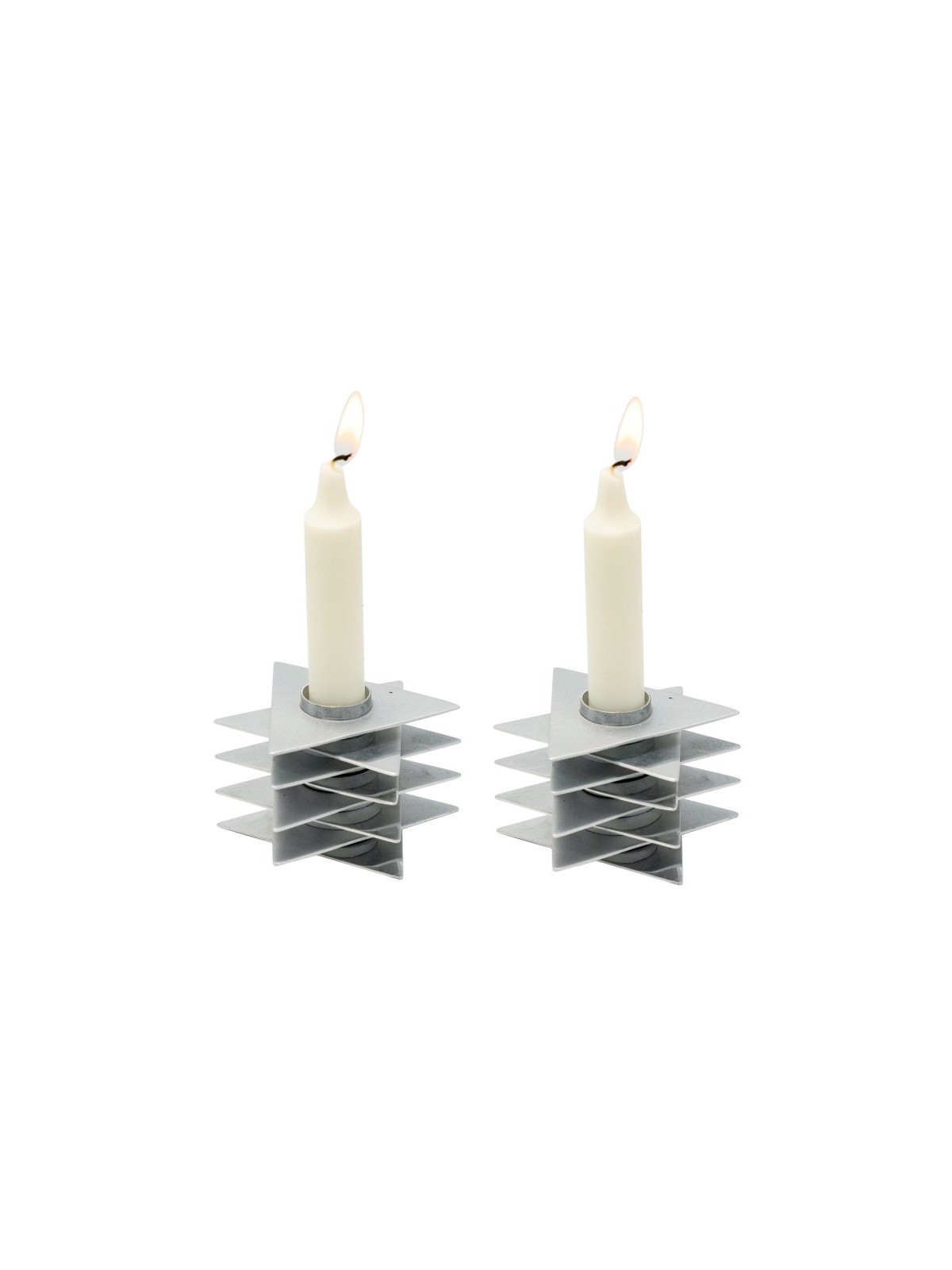 Yair Emanuel Shabbat Candlesticks Stacked Triangle S... | Candlesticks