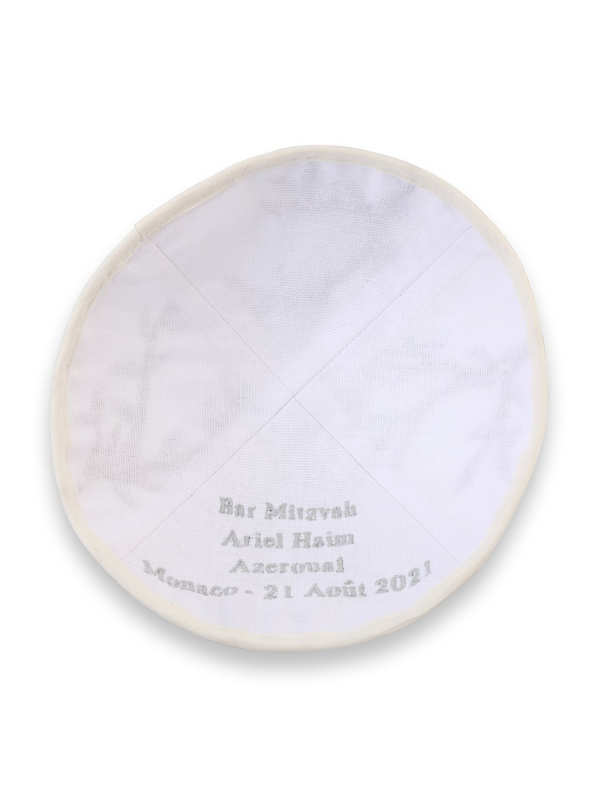 Personalized Embroidered Silk Kippah - Pomegranates and Birds