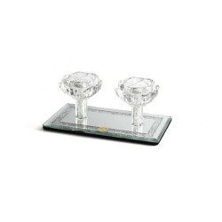 Crystal Glass Double Candlesticks Flower... | Traditional Candlesticks