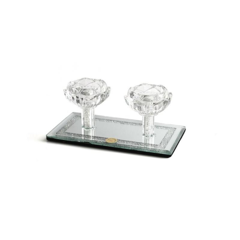 Crystal Glass Double Candlesticks Flower... | Traditional Candlesticks