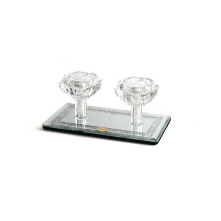 Crystal Glass Double Candlesticks Flower... | Traditional Candlesticks