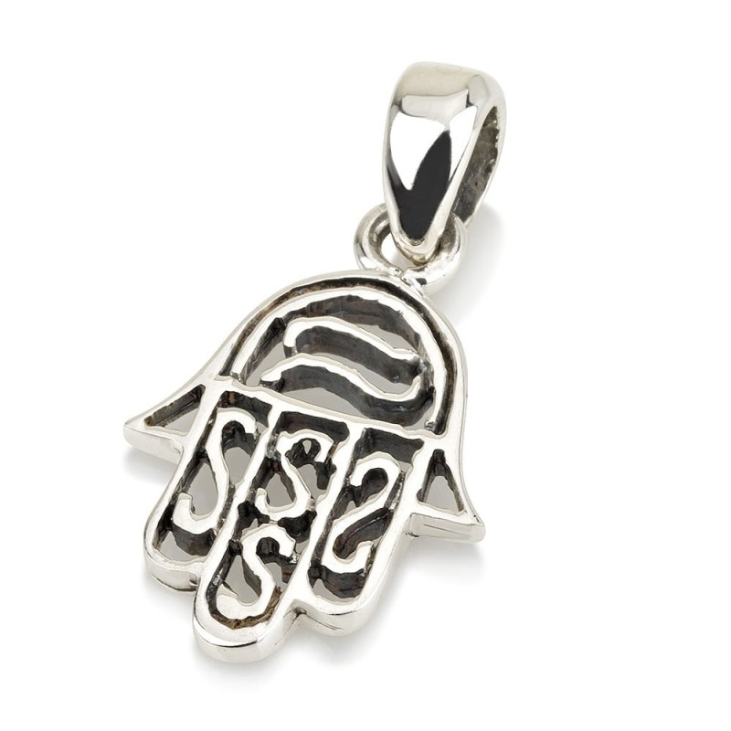 Chic Sterling Silver Hamsa Pendant Necklace With Ornate Design