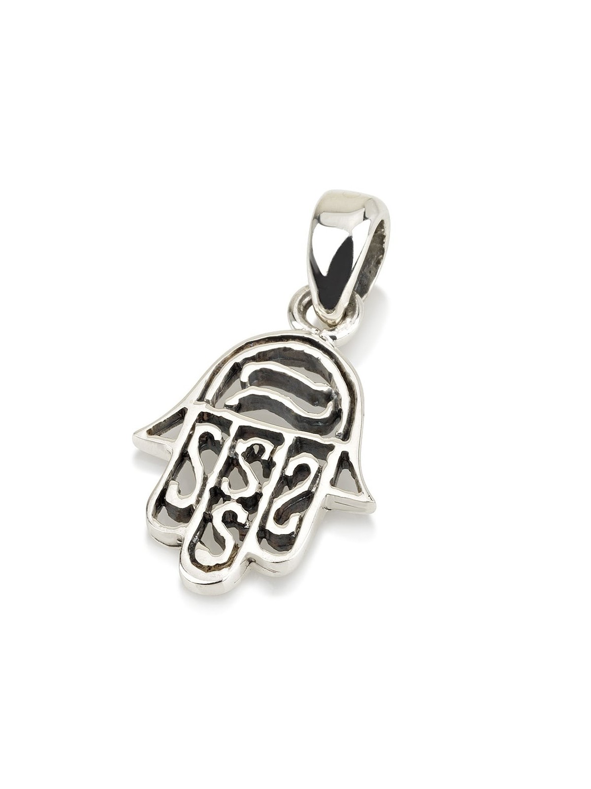 Chic Sterling Silver Hamsa Pendant Necklace With Ornate Design