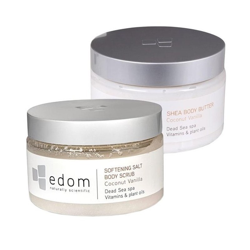 Edom Shea Body Butter and Softening Salt Body Scrub (Coconut Vanilla)