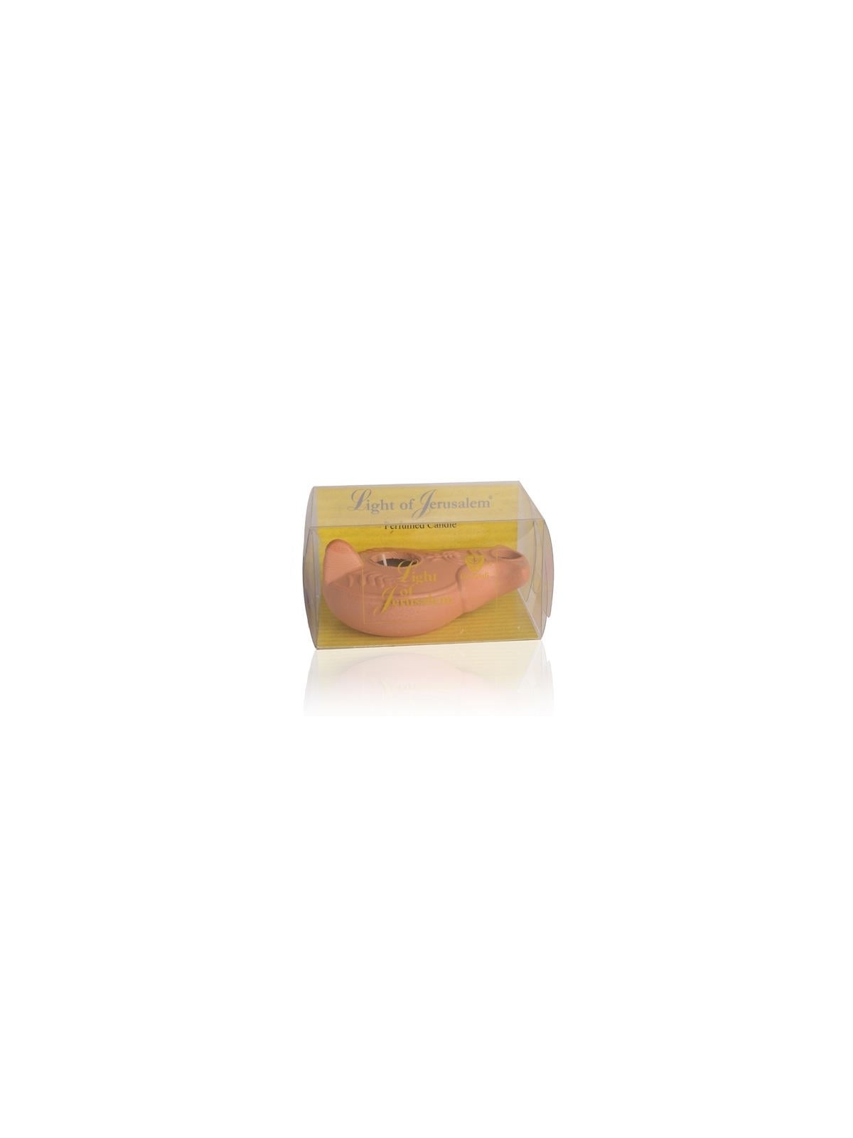 Light of Jerusalem Scented Candle in Clay Lamp Holder - Natural