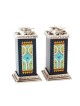 Ester Shahaf Turquoise Black Candlesticks | Jewish Gift from Israel