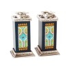Ester Shahaf Turquoise Black Candlesticks | Jewish Gift from Israel