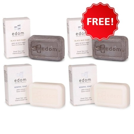 Edom Dead Sea Soap Value Pack: 2 Black Mud Soaps and 2 Mineral Soaps