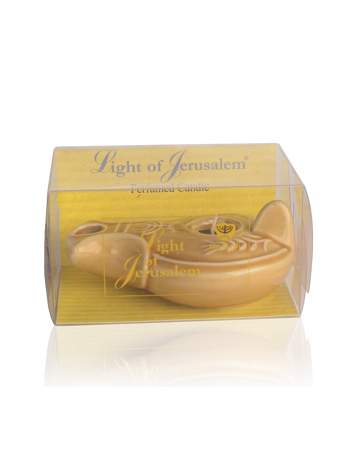 Light of Jerusalem Scented Candle in Clay Lamp Holder - Brown