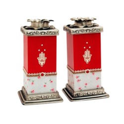 Ester Shahaf Red Hamsa Wood and Pewter Ca... | Jewish Gift from Israel