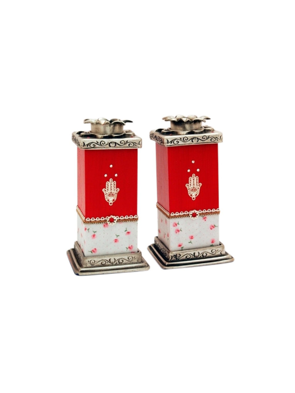 Ester Shahaf Red Hamsa Wood and Pewter Ca... | Jewish Gift from Israel