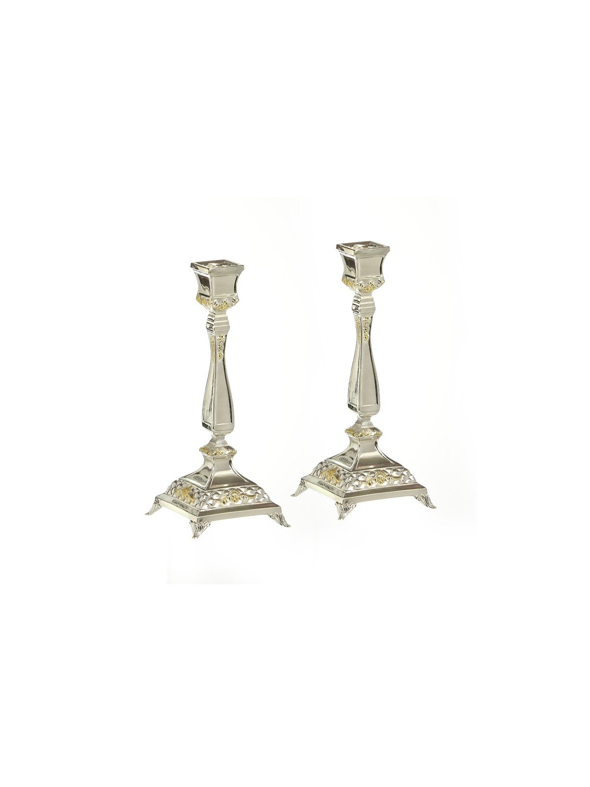 Silver Plated Shabbat Candlesticks with ... | Traditional Candlesticks