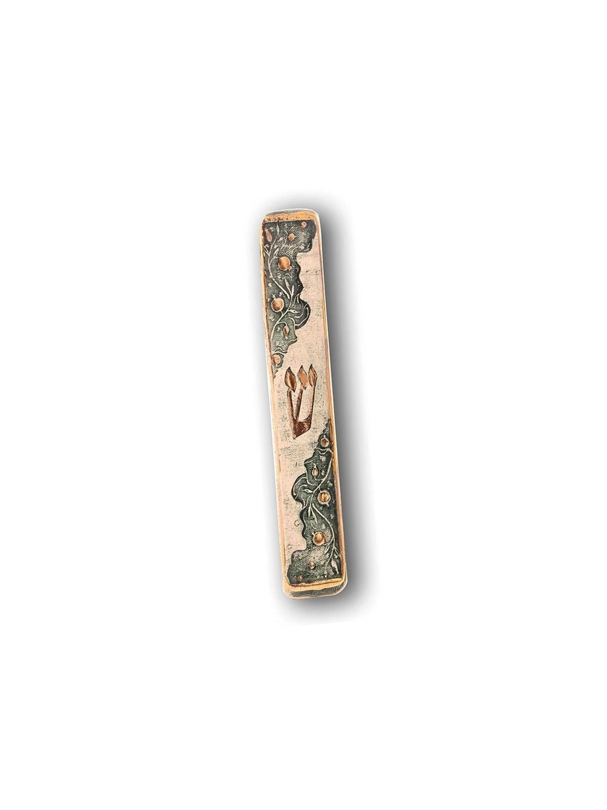 Art in Clay Handmade Pomegranate Ceramic Mezuzah with 24K Gold