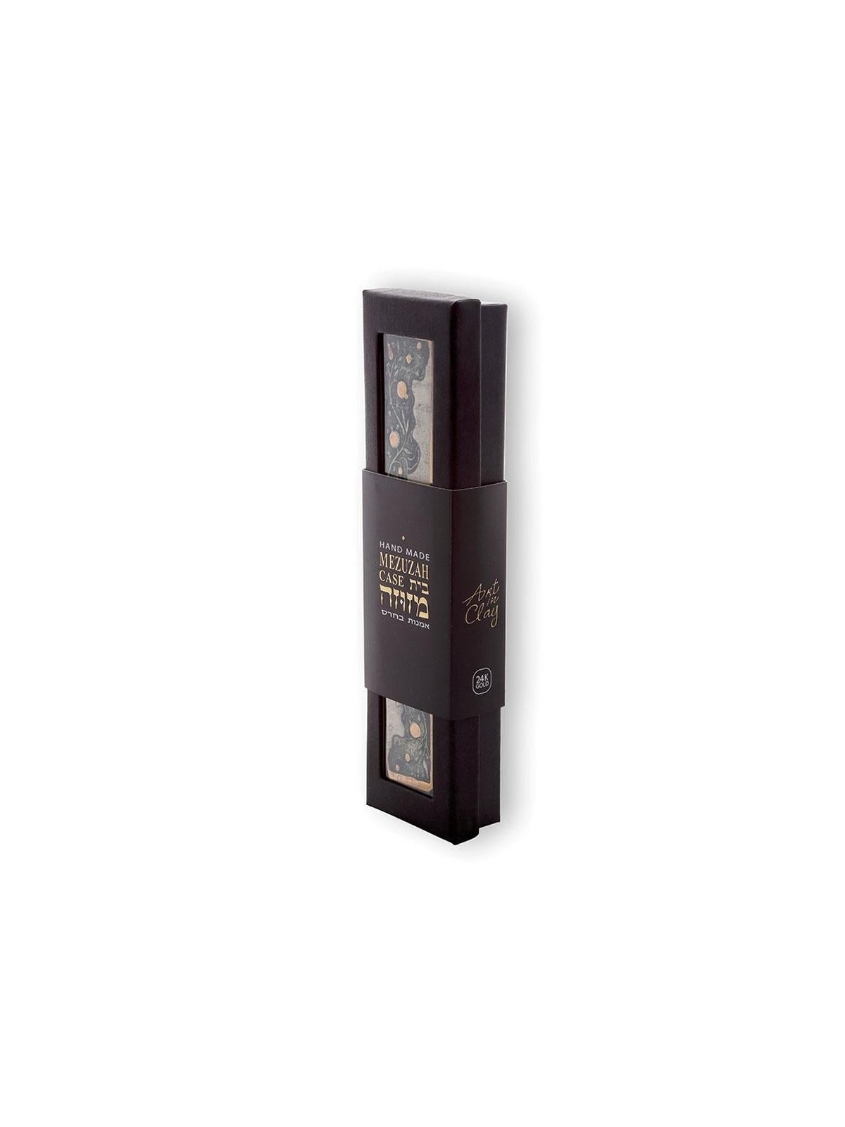 Art in Clay Handmade Pomegranate Ceramic Mezuzah with 24K Gold