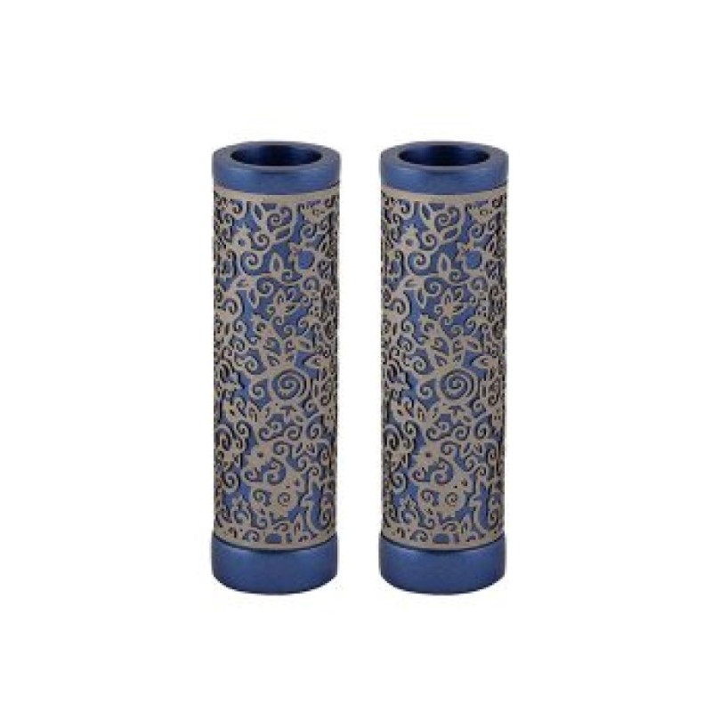 Yair Emanuel Cylinder Candlesticks Floral Pomegranat... | Candlesticks