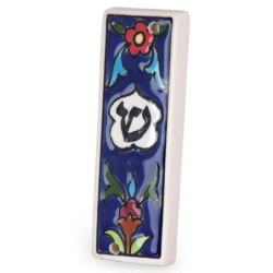 Armenian Ceramic Night Flowers Mezuza Case
