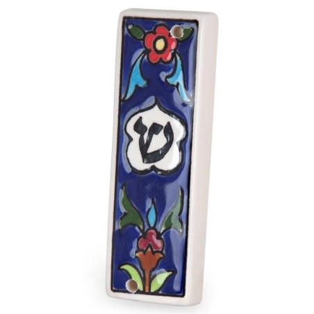 Armenian Ceramic Night Flowers Mezuza Case