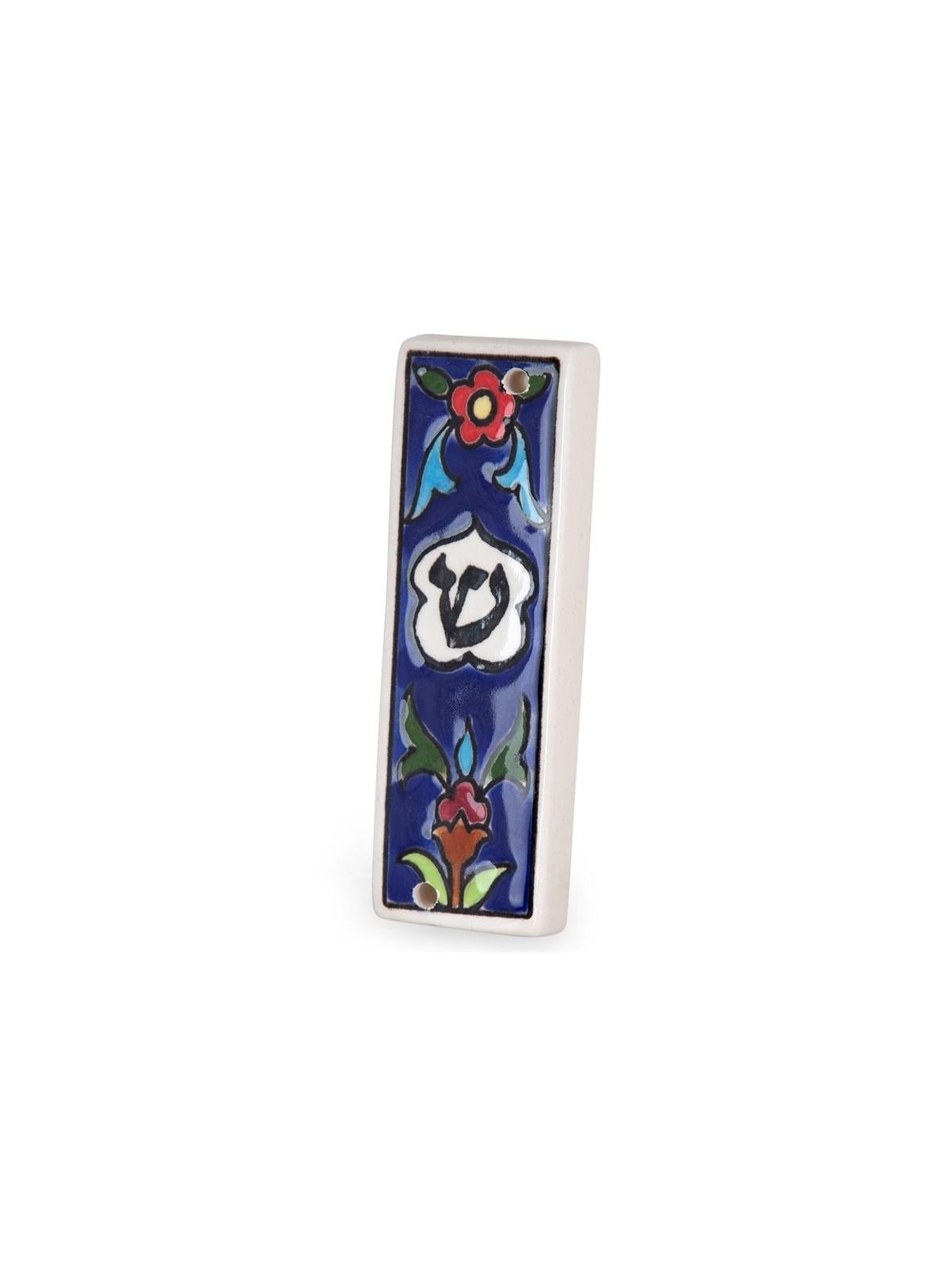 Armenian Ceramic Night Flowers Mezuza Case