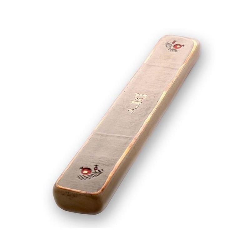 Art in Clay Handmade Prosperity Ceramic Mezuzah with 24K Gold