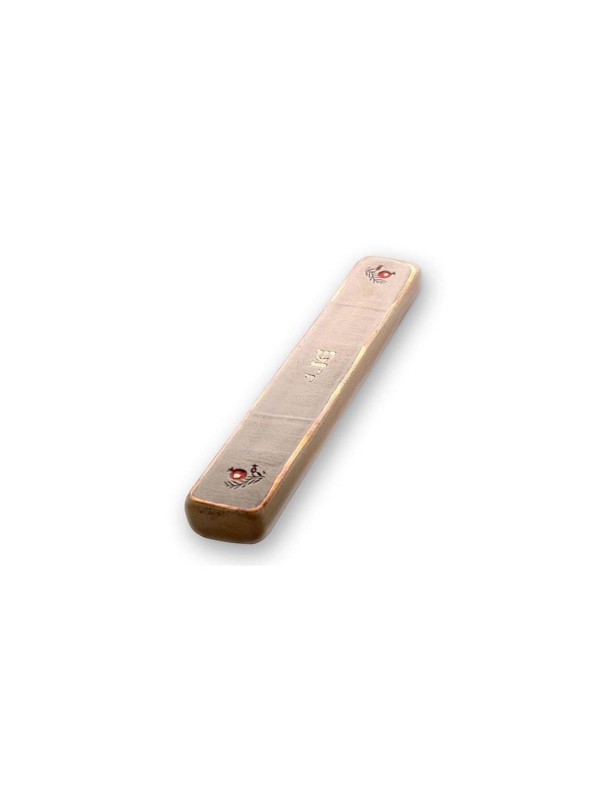 Art in Clay Handmade Prosperity Ceramic Mezuzah with 24K Gold