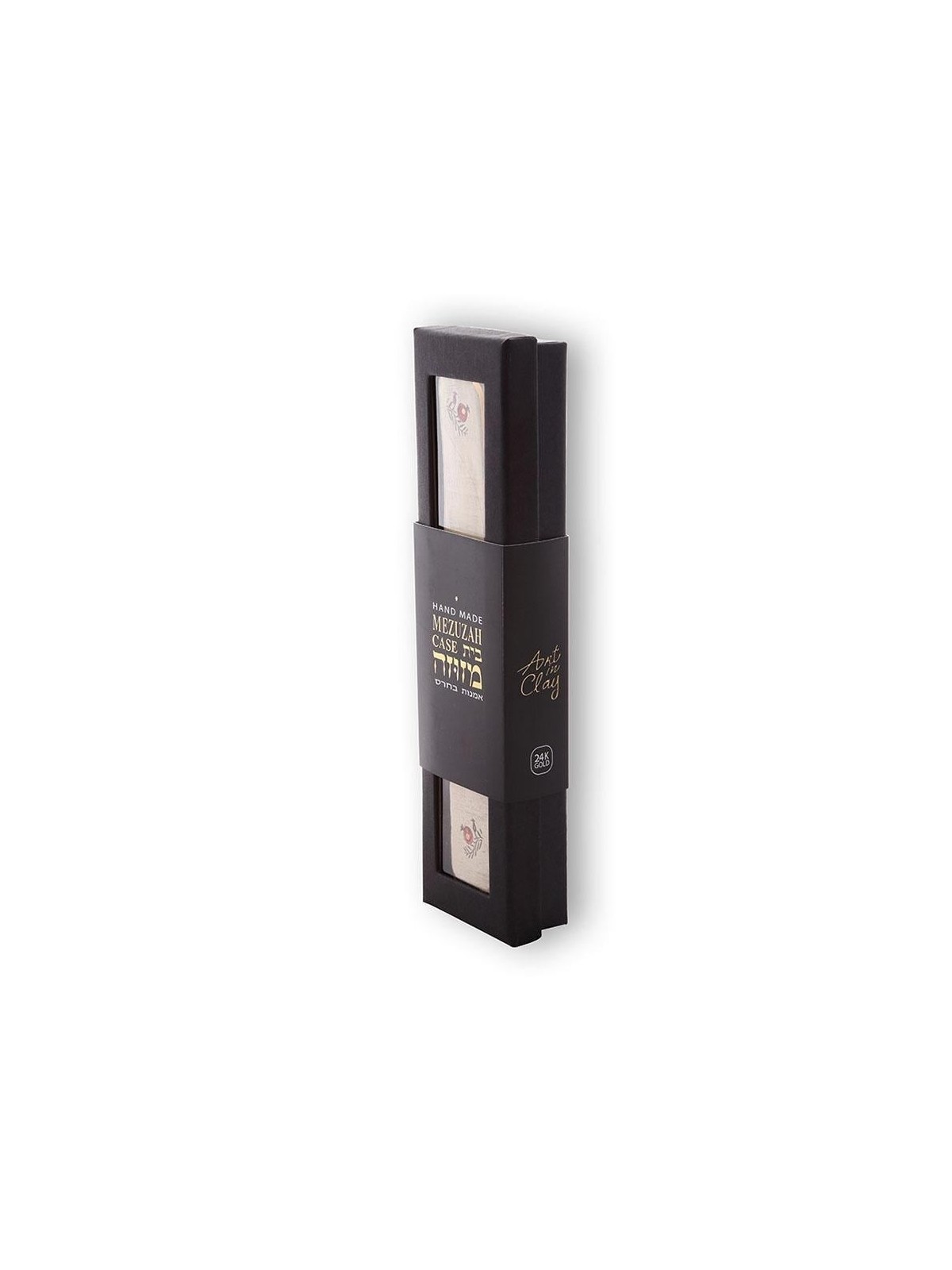 Art in Clay Handmade Prosperity Ceramic Mezuzah with 24K Gold