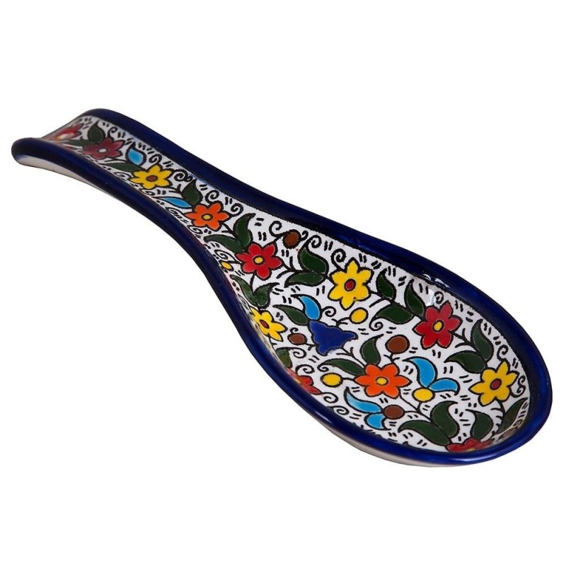 Multicolored Flowers Spoon Rest. Armenian Ceramic