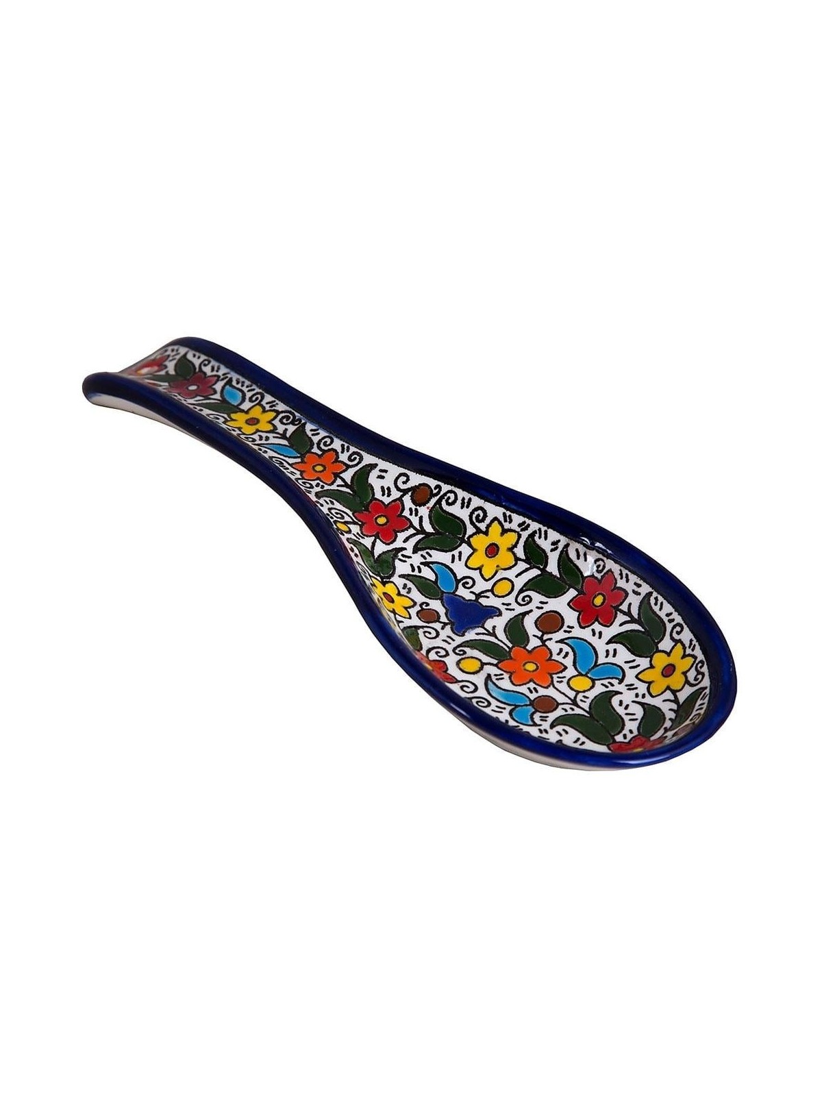 Multicolored Flowers Spoon Rest. Armenian Ceramic