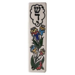 Flowers Mezuzah Case. Armenian Ceramic