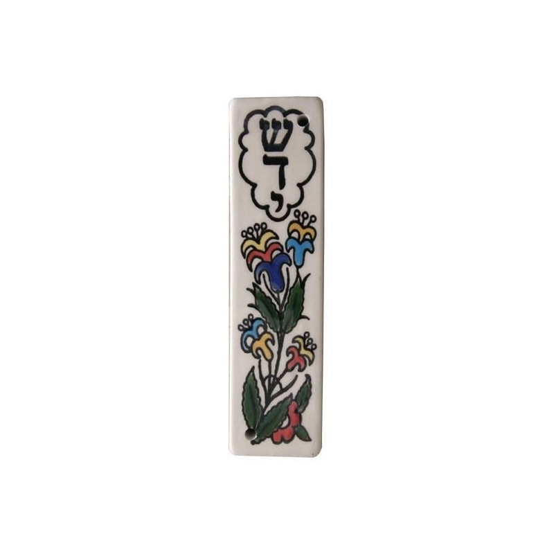 Flowers Mezuzah Case. Armenian Ceramic