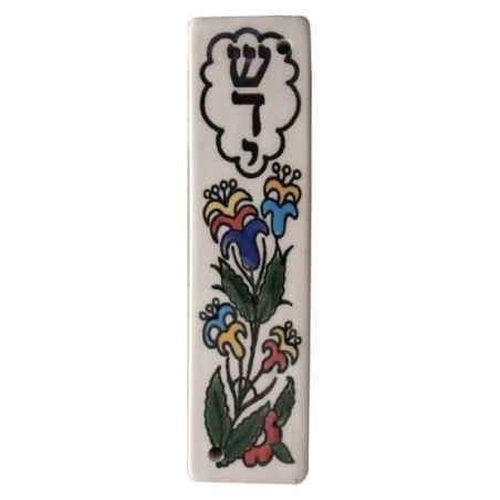 Flowers Mezuzah Case. Armenian Ceramic