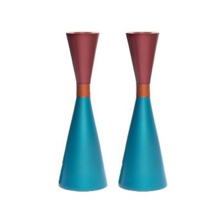 Yair Emanuel Large Cone Shaped Candlesticks with Ban... | Candlesticks