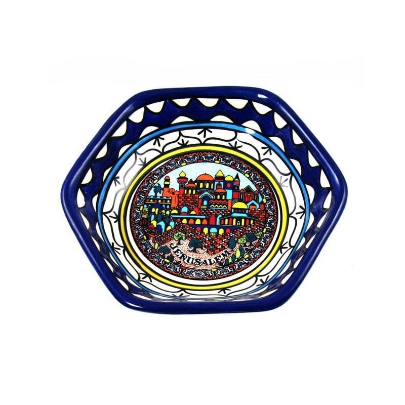 Jerusalem Hexagonal Bowl. Armenian Ceramic