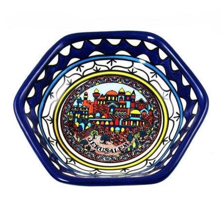 Jerusalem Hexagonal Bowl. Armenian Ceramic
