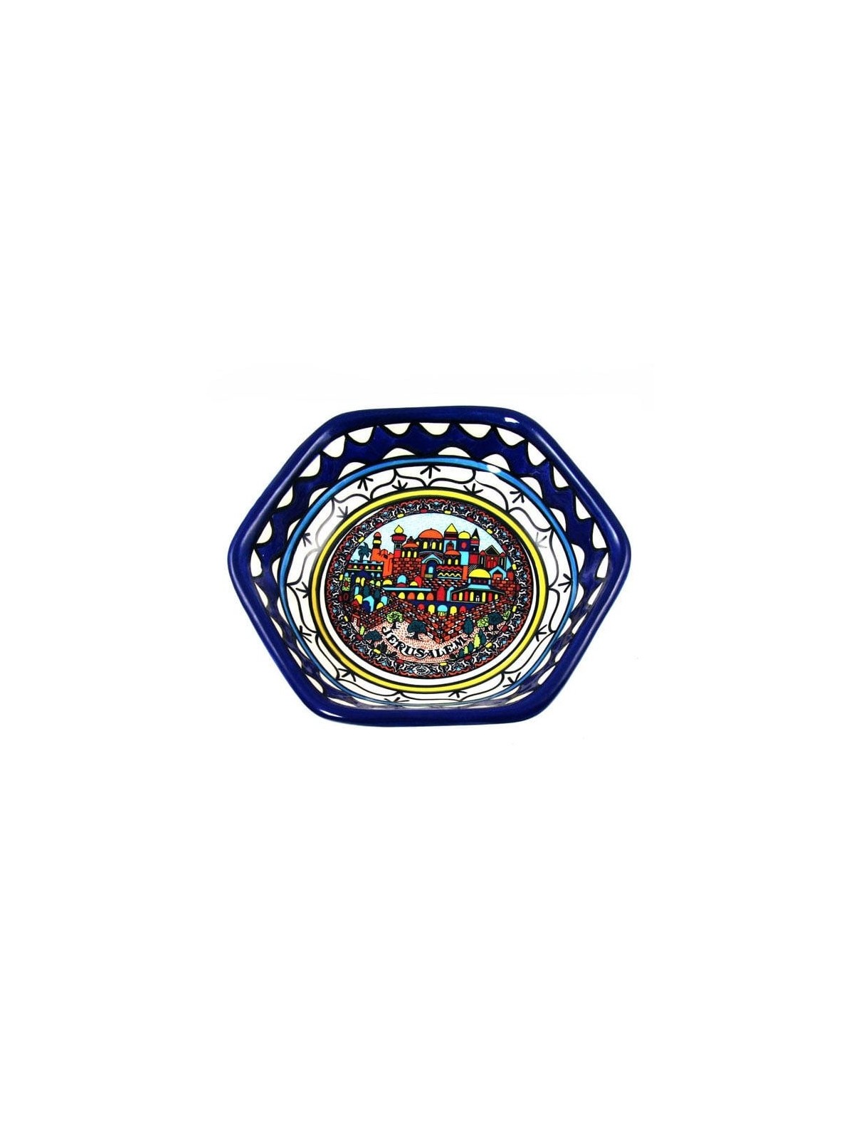 Jerusalem Hexagonal Bowl. Armenian Ceramic