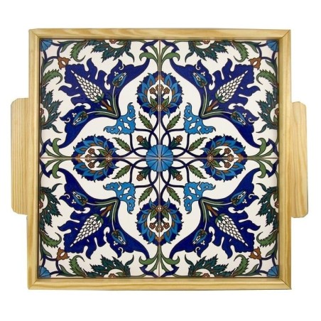 Square Wooden Tray. Armenian Ceramic
