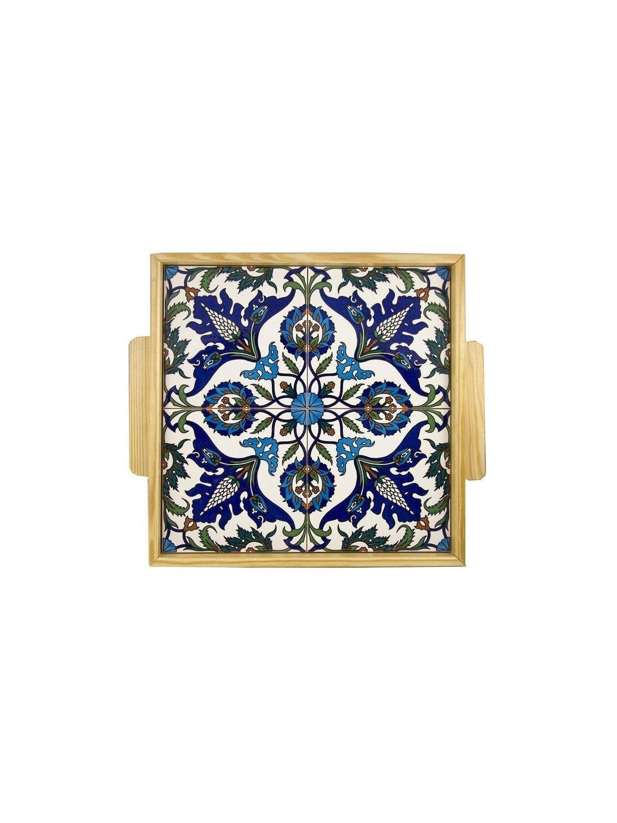 Square Wooden Tray. Armenian Ceramic