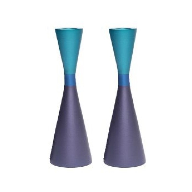 Yair Emanuel Large Cone Shaped Candlesticks with Ban... | Candlesticks