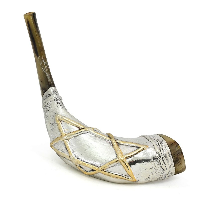 Star of David Silver-Plated Ram's Shofar