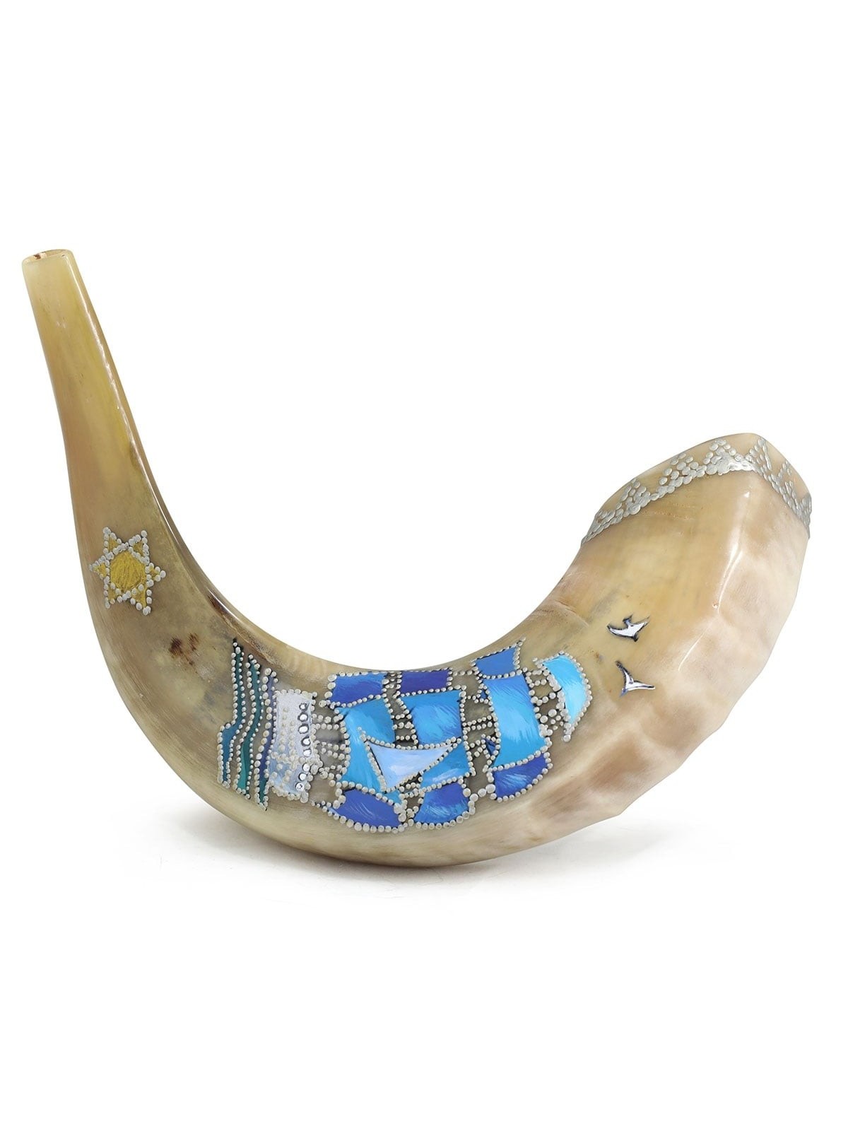 Hand Painted Boat and Star of David Shofar
