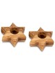 Pair of Olive Wood Candle Holders - Star of David