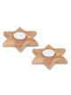 Star of David: Chiseled Olive Wood Tealight Candle Holders