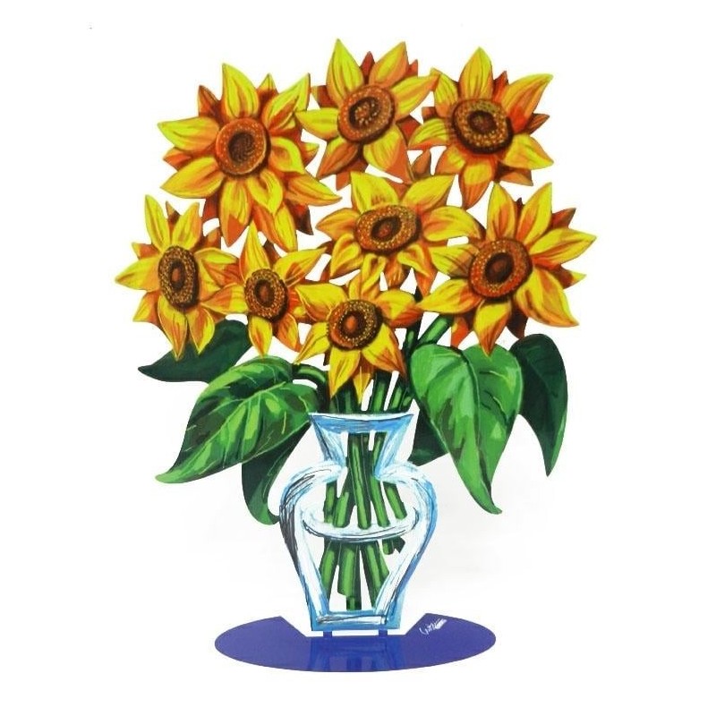 David Gerstein Signed 2-Sided Sculpture - Sunflowers
